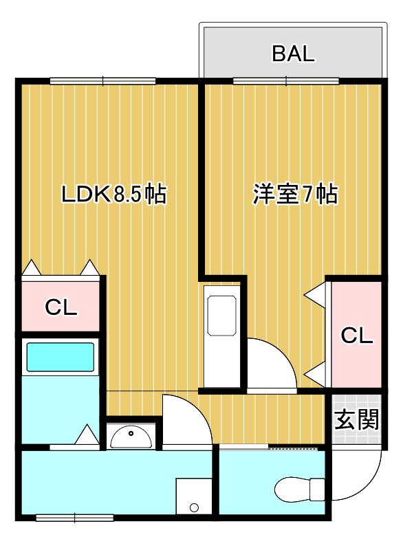 Fコーポ(1LDK/2階)の間取り写真