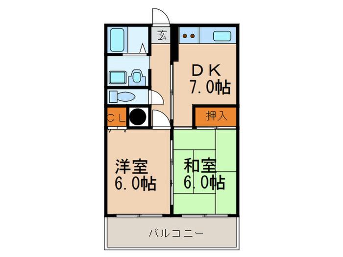 オヌキ新博多ビル(2DK/8階)の間取り写真