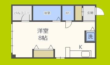 サンキャッスル春日出(ワンルーム/2階)の間取り写真