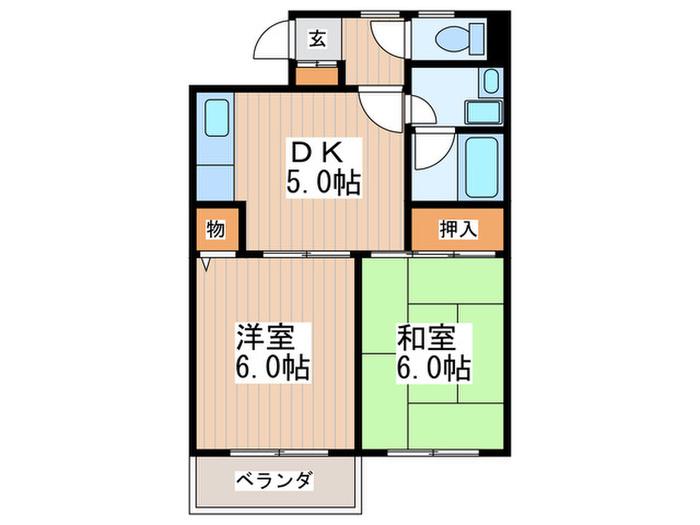 サンライズマンション小平(2DK/4階)の間取り写真