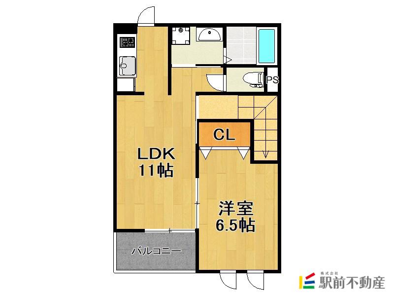 ヴィラセントラル二日市(1LDK/2階)の間取り写真