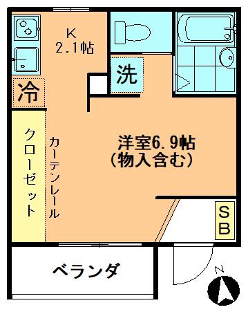 アルス西中延(1K/1階)の間取り写真