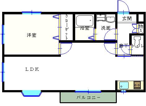 ハウス121(1LDK/3階)の間取り写真
