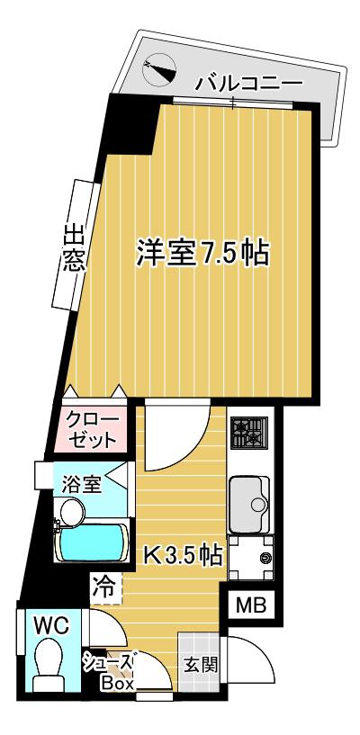 ファースト天神(1K/2階)の間取り写真