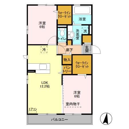 グラン・レーヴ(2LDK/3階)の間取り写真