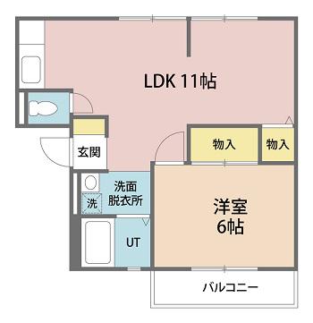 サンビレッジ国高(1LDK/2階)の間取り写真