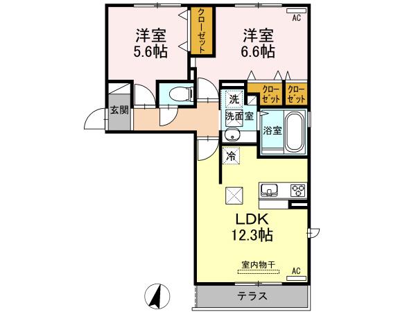 上徳 I(2LDK/3階)の間取り写真
