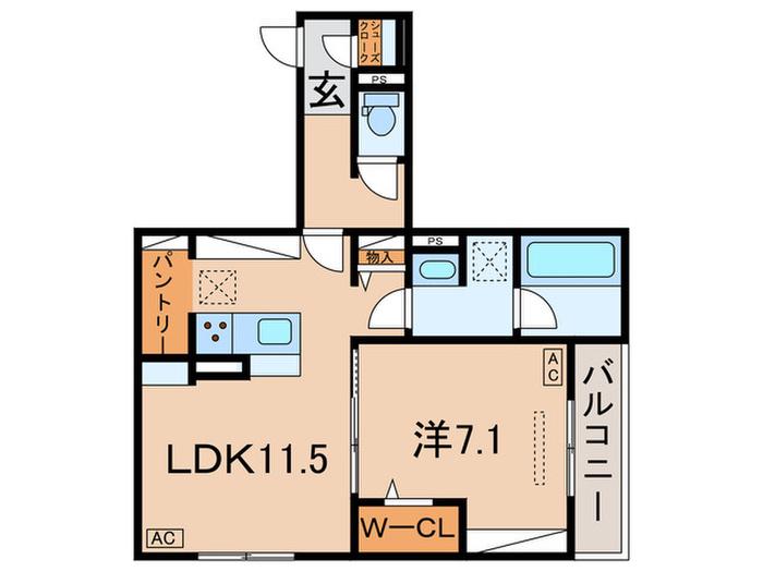 CHAINON(1LDK/1階)の間取り写真