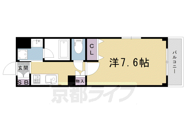 ベラジオ雅び北野白梅町駅前(1K/4階)の間取り写真