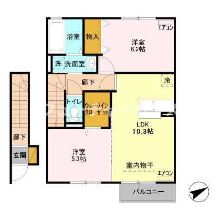 アクシア(2LDK/2階)の間取り写真