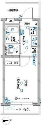 ルリオン中野坂上(1K/4階)の間取り写真