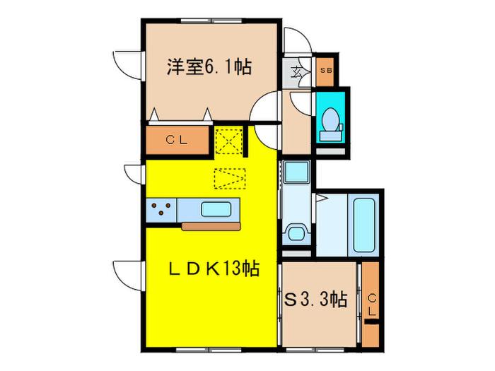 D-ROOM宙(1SLDK/1階)の間取り写真