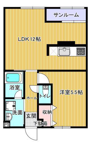 ハイツオウル(1LDK/2階)の間取り写真
