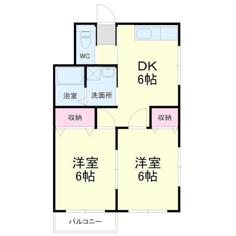 グリーンホームズ(2DK/1階)の間取り写真