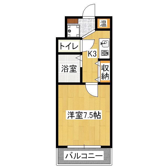 ウェスティン安朱(1K/3階)の間取り写真