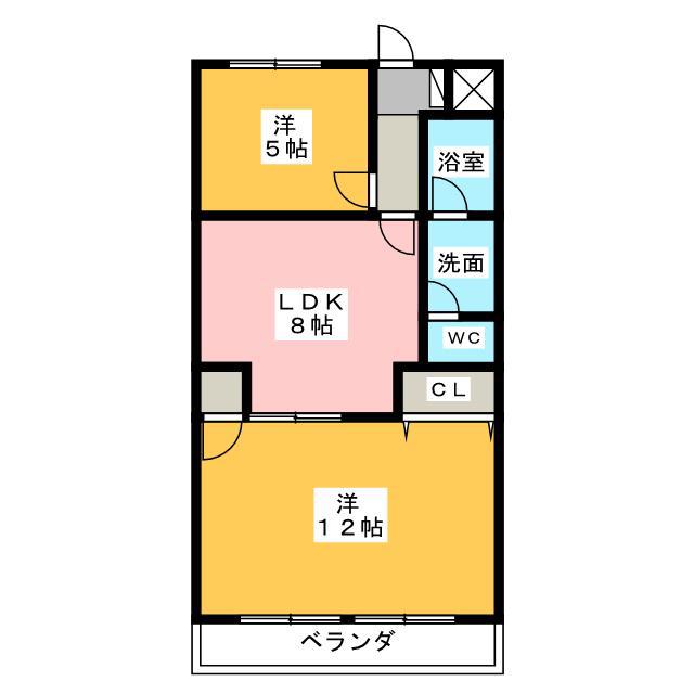 大恵第3マンション(2LDK/1階)の間取り写真