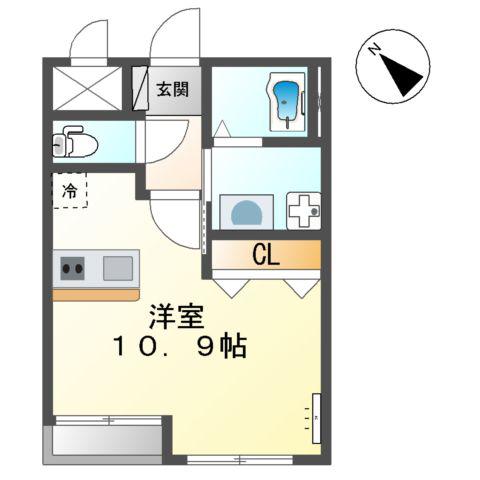 フォレスト クレイン(ワンルーム/2階)の間取り写真
