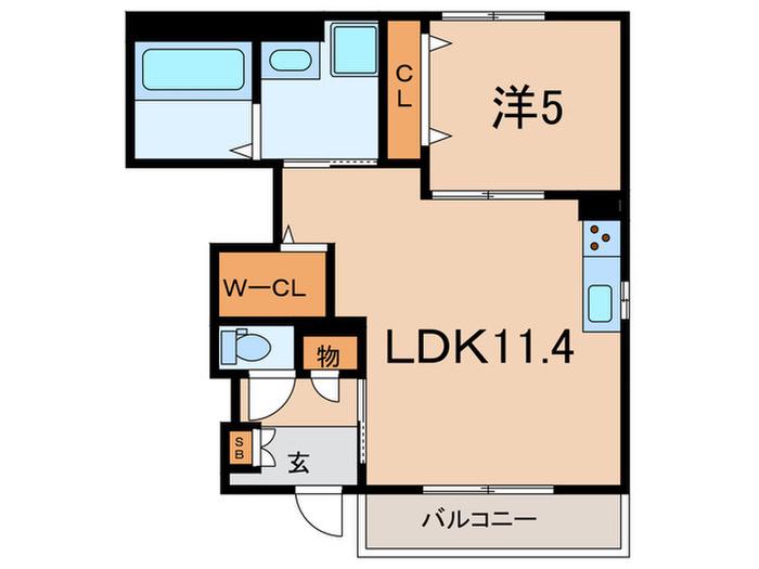 西宮市甲子園町(1LDK/1階)の間取り写真