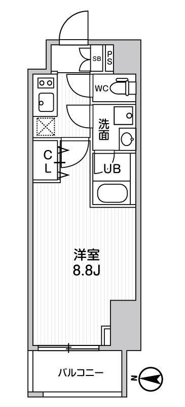 ALTERNA菊川II(1K/6階)の間取り写真