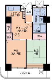 UR 武庫川19(2DK/17階)の間取り写真