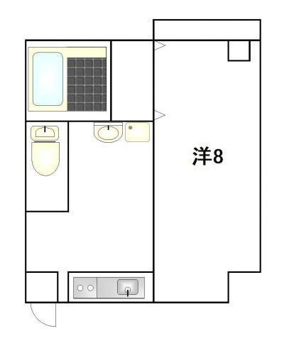 第35三共ハイツ(1K/2階)の間取り写真