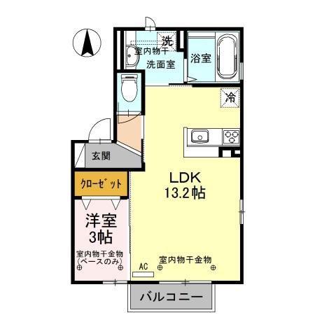 グレイスイースト(1LDK/2階)の間取り写真