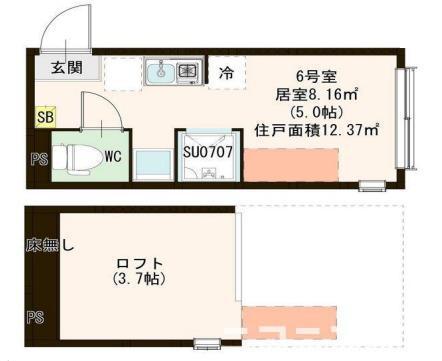 ピッコロモンド赤羽(ワンルーム/2階)の間取り写真