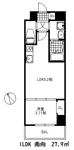 リヴィアスコウベラメール(1LDK/4階)の間取り写真