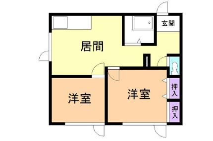 LONG ISLAND I(2DK/1階)の間取り写真