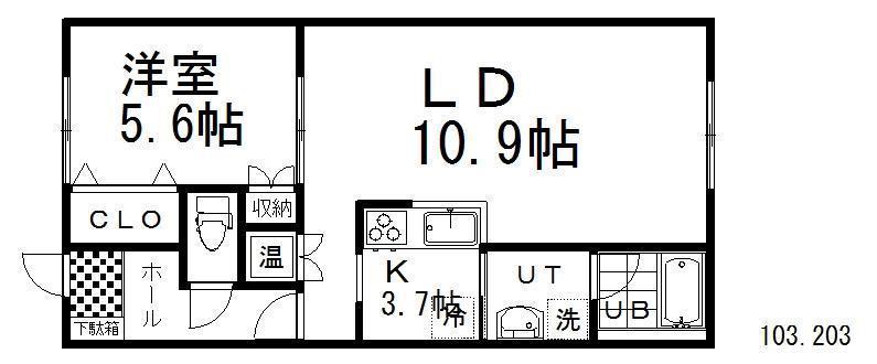 RUSCELLIA(1LDK/2階)の間取り写真