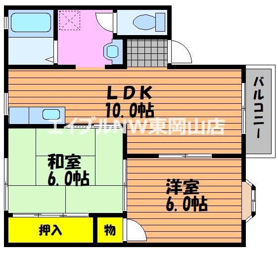シェンブラ瀬戸B(2LDK/1階)の間取り写真