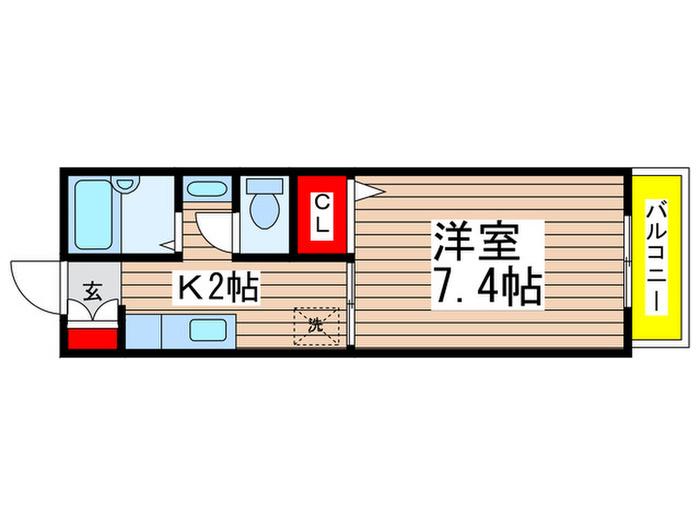 エクメーネ幕張(1K/2階)の間取り写真