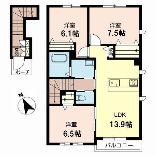 セフィールドI(3LDK/2階)の間取り写真