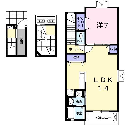アヴァンタイム(1LDK/3階)の間取り写真