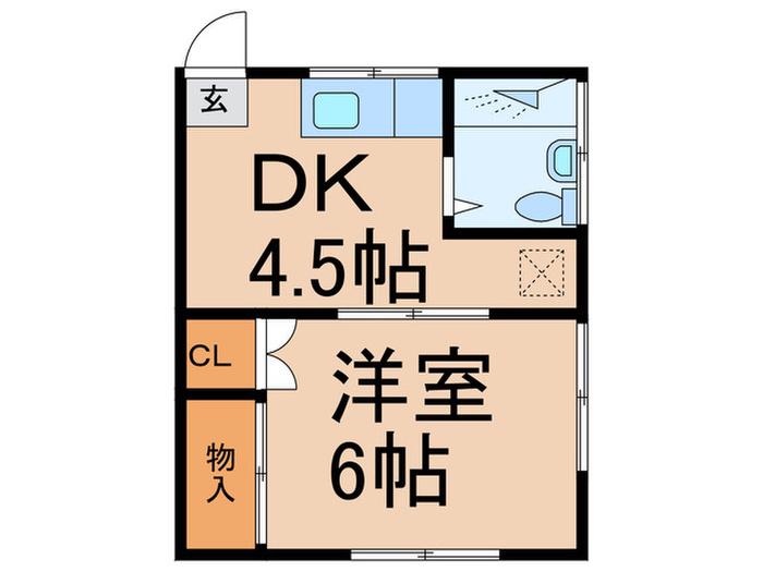 DOWNひばり(1DK/2階)の間取り写真