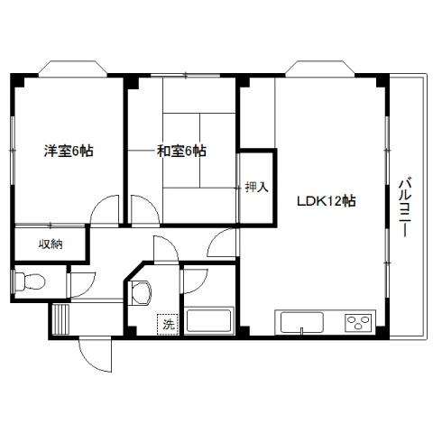 シャルム小岩(2LDK/3階)の間取り写真