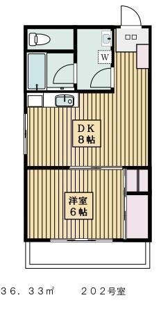 玉川フラット(1DK/2階)の間取り写真