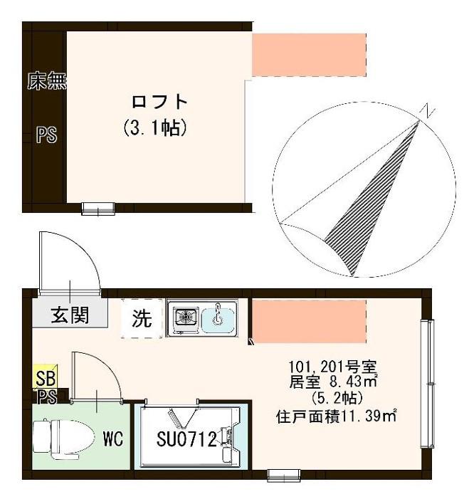 ハッピネス北池袋(ワンルーム/1階)の間取り写真