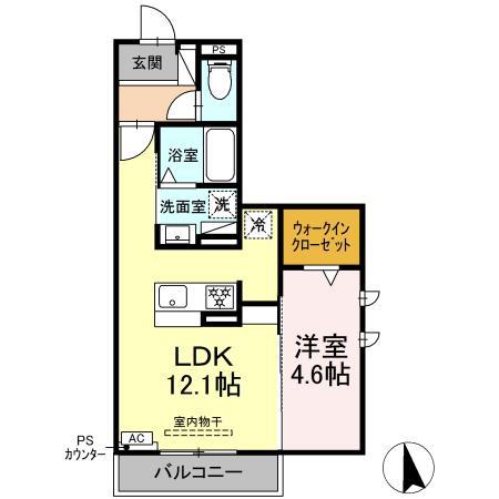 CREST RIDGE(1LDK/2階)の間取り写真