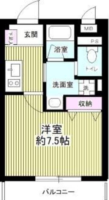 B′CASA川崎大師(1K/4階)の間取り写真