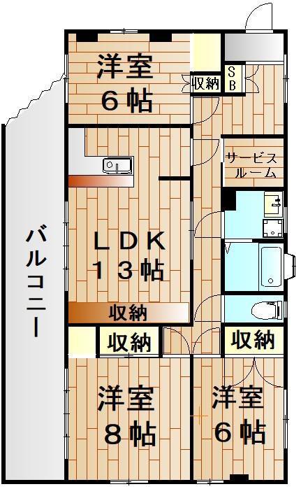 光明ハウス(3SLDK/1階)の間取り写真