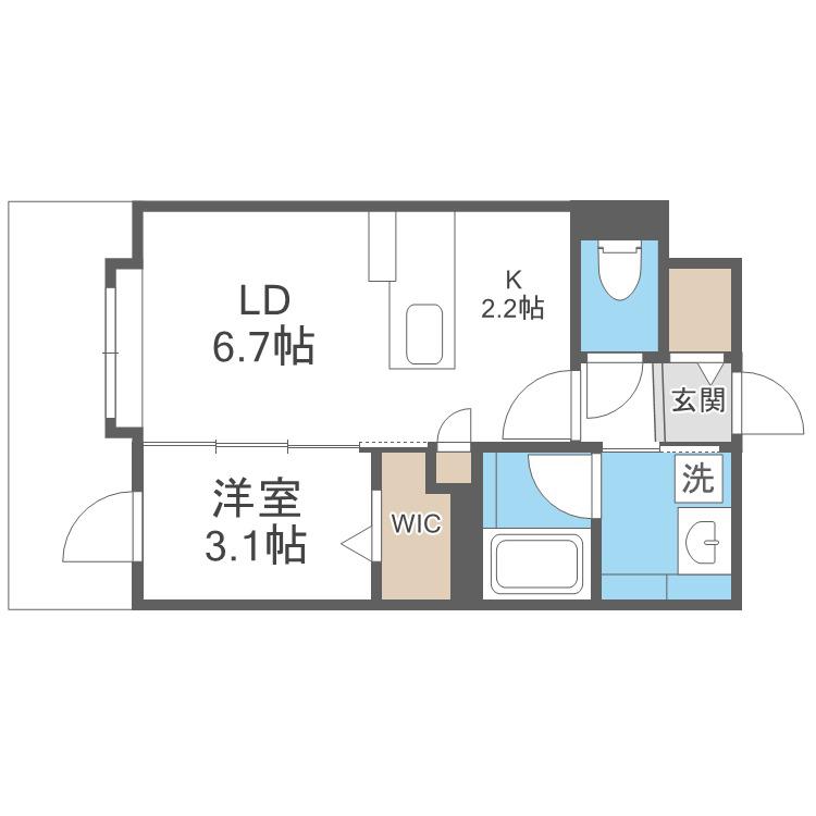 アルファスクエア北11東1(1LDK/7階)の間取り写真