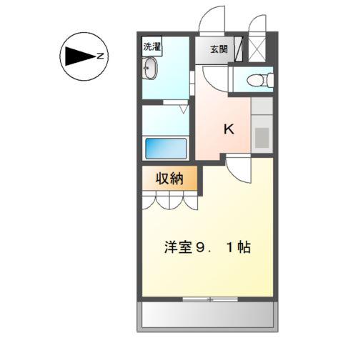 シャルマン桂(1K/1階)の間取り写真