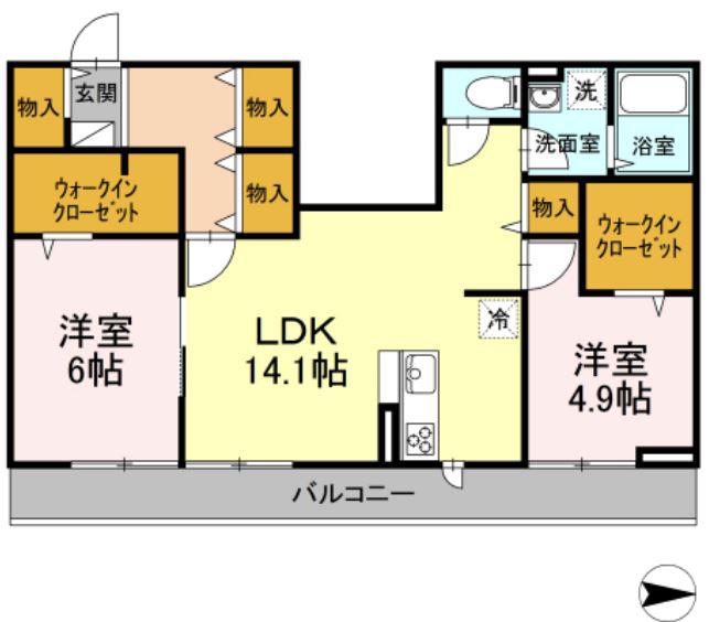 MOCHA(2LDK/3階)の間取り写真