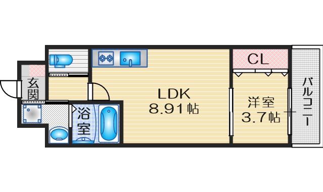 V-ランコントル吹田(1LDK/4階)の間取り写真