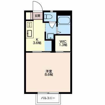 パティオS C(1K/1階)の間取り写真