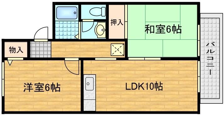 トゥインクルII(2LDK/2階)の間取り写真