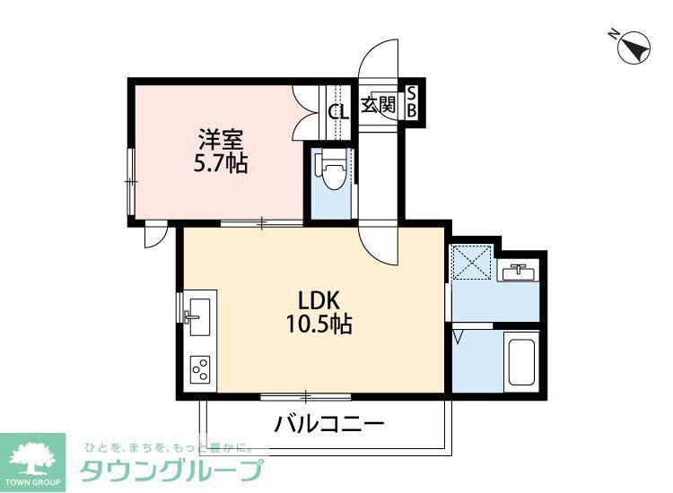 スーベニール八千代(1LDK/2階)の間取り写真