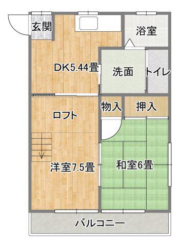 パスタイムIIIB(2DK/2階)の間取り写真