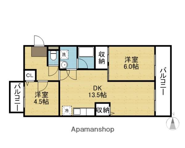 アヴィタシオン・DO.Y(2LDK/2階)の間取り写真